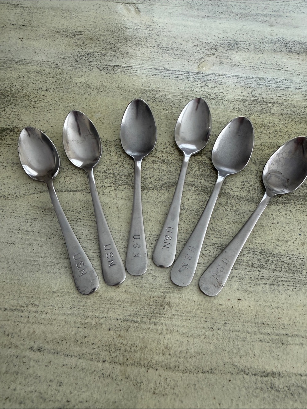 U. S. N. Marked Reed &  Barton Teaspoons - Set of 6